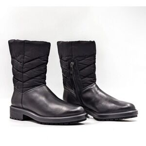 $650 AQUATALIA LORI Quilted LEATHER‎ BOOTs WATERPROOF Mid Calf Zip SZ 8